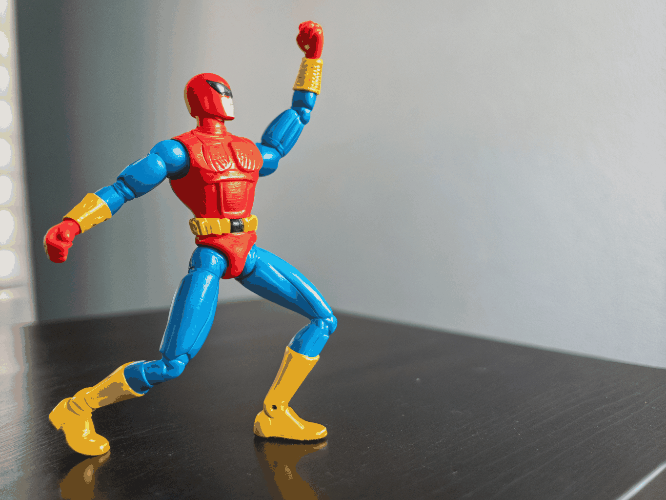 Articulated action figure prototype with modular joint assembly