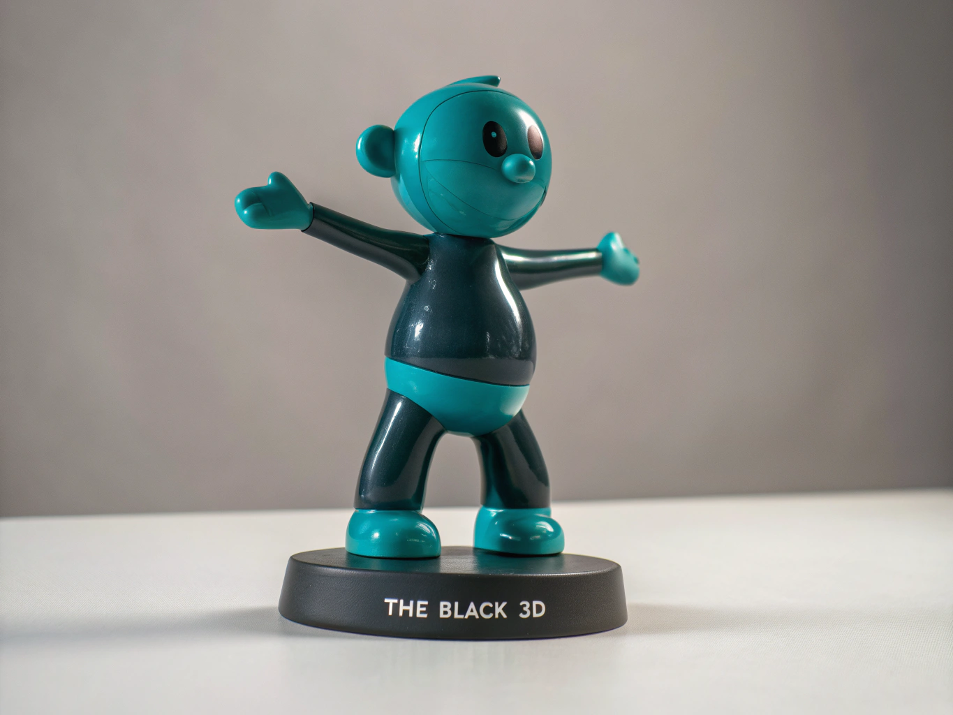 Hollow rotocast vinyl art toy character with smooth satin coat
